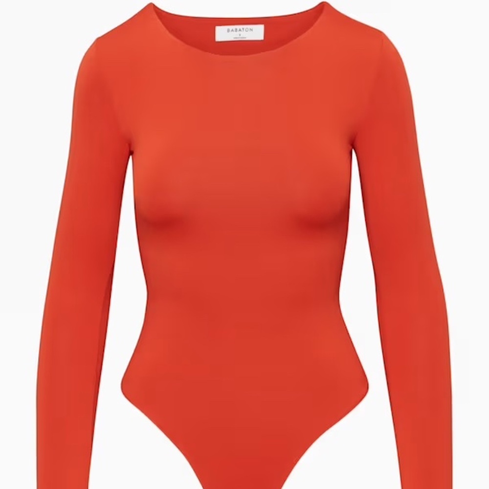 Babaton Contour Crew Longsleeve Bodysuit size S in "flambeau red"